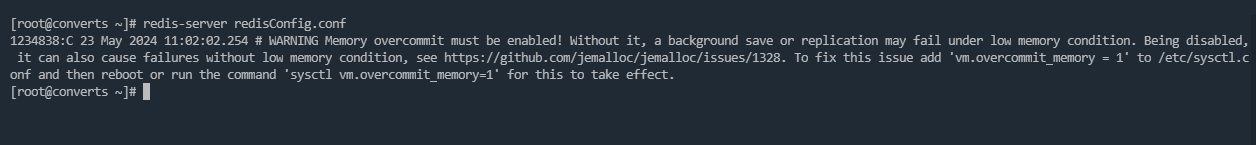 安装Redis报“WARNING Memory overcommit must be enabled! Without it, a background save or replication may fail under low memory condition. Being disabled, it can also cause failures without low memory condition, see https://github.com/jemalloc/jemalloc/issues/1328. To fix this issue add 'vm.overcommit_memory = 1' to /etc/sysctl.conf and then reboot or run the command 'sysctl vm.overcommit_memory=1' for this to take effect.”错